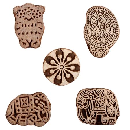 Set of 5 Piece New Mix Wooden Printing Block